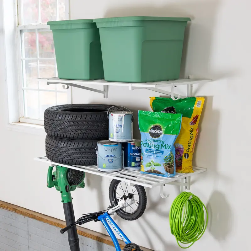 Bristol Garage Wall Shelves – 2-Foot By 4-Foot, 2-Pack – White 1