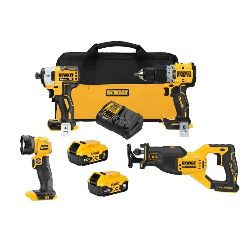 Dewalt Dck449P2 20V Max Xr Brushless 4-Tool Combo Kit With 5.0Ah Batteries 1
