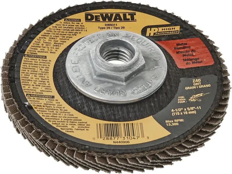 Dewalt Dw8311 4-1/2" × 5/8"-11 Zirconia Flap Disc (36 Grit) – 5-Pack 1