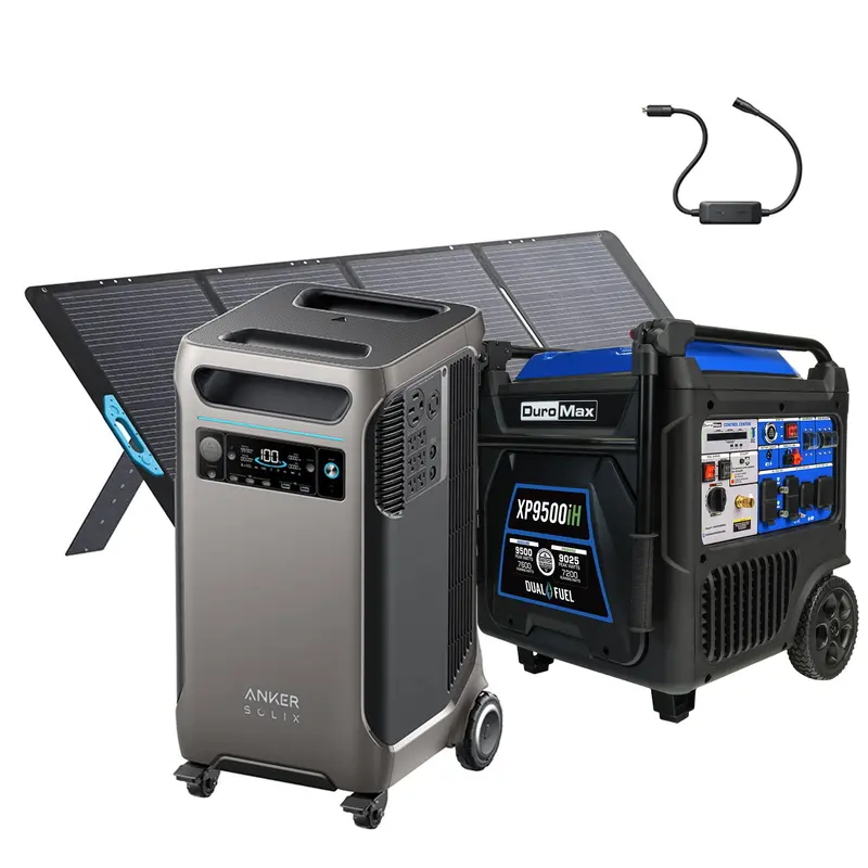 Duromax Xp9500Ih + Anker Solix F3800Plus, Ps400 & 240V Transfer Switch Bundle 1