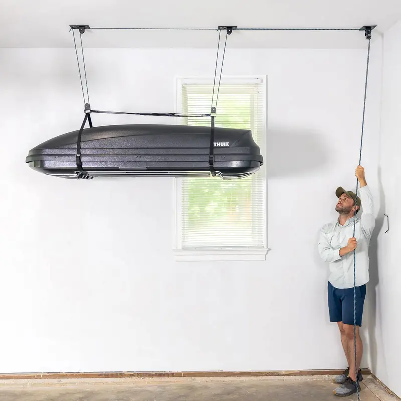 Easylift Cargo Box Hoist System | Ceiling-Mounted Lifting Rack (150 Lb Max) 1