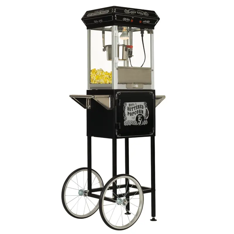 Funtime Ft454Cb 4 Oz Black Tabletop Popcorn Machine With Cart 1