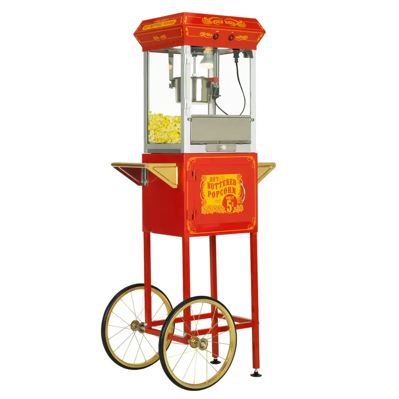 Funtime Ft454Cr 4 Oz Red Tabletop Popcorn Maker With Vintage Cart 1
