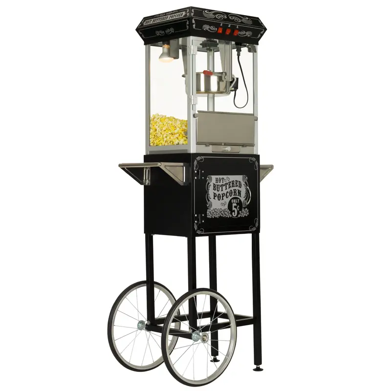Funtime Ft862Cb Vintage-Style 8-Ounce Black Popcorn Maker Cart 1