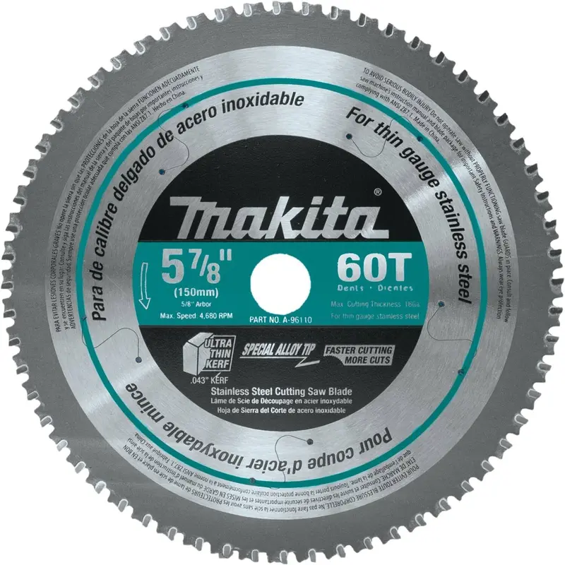 Makita A-96110 5-7/8-Inch 60-Tooth Stainless Steel Carbide Circular Saw Blade 1