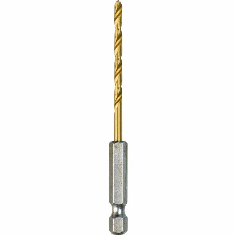Makita D-23880 Titanium-Coated Twist Drill – 1/8" Diameter, 1/4" Hex Shank 1