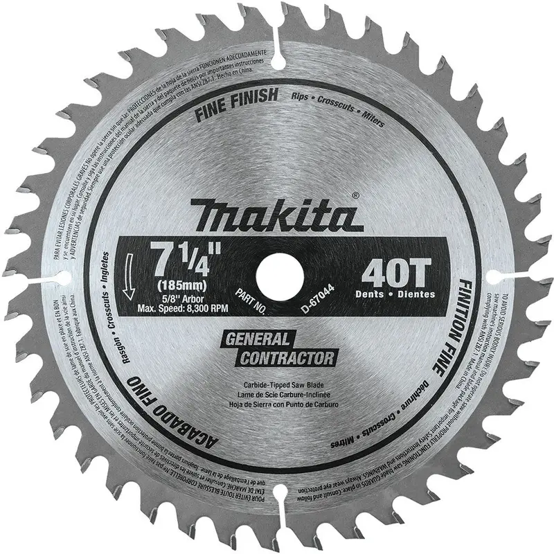 Makita D-67044 7-1/4" 40-Tooth Carbide Circular Saw Blade For Precision Crosscuts 1