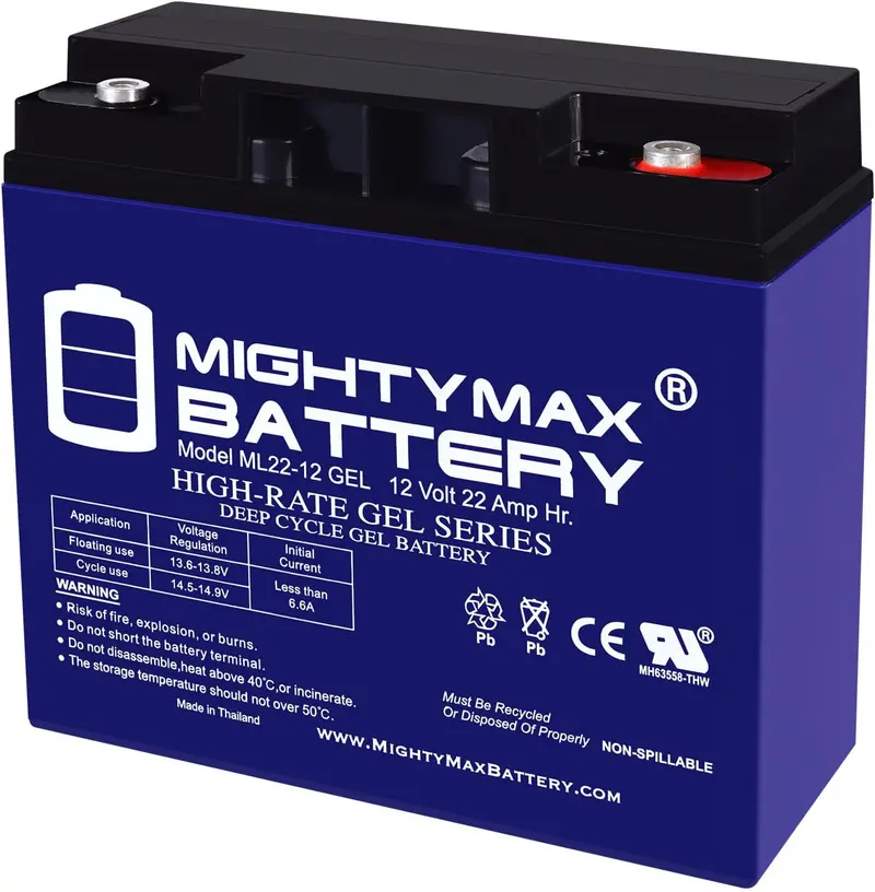 Mighty Max Ml22-12Gel 12V 22Ah Deep-Cycle Gel Battery – Rechargeable Sla/Agm 1
