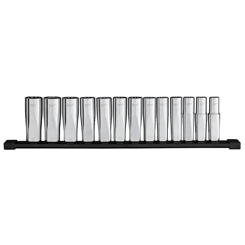 Milwaukee 1/2" Drive 12-Point Deep Well Metric Socket Set — 13-Piece (Model 48-22-9524) 1