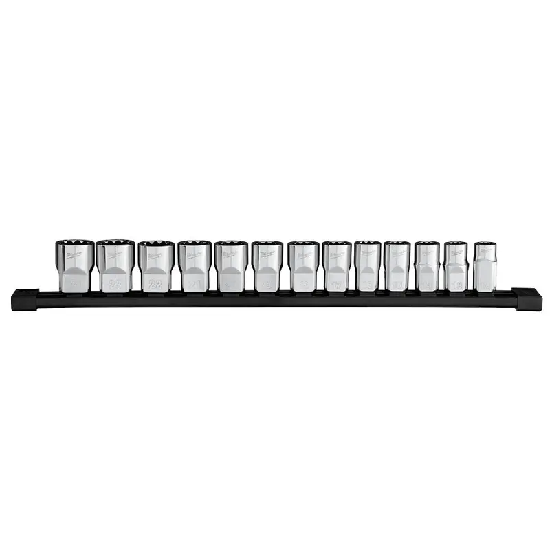 Milwaukee 1/2" Drive 12-Point Metric Socket Set — 13-Piece Standard Depth (Model 48-22-9522) 1