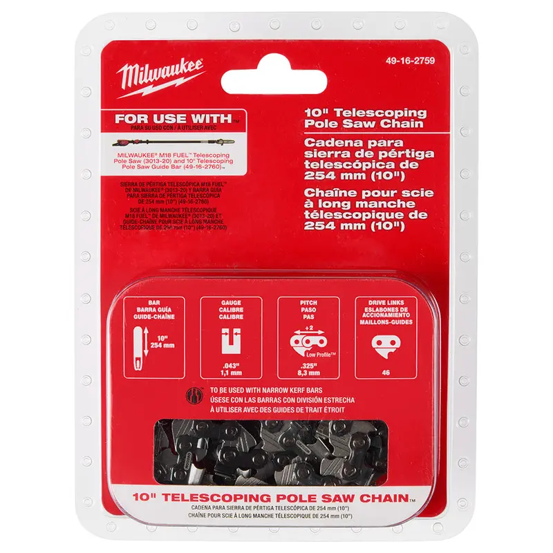Milwaukee 10" Telescoping Rust-Resistant Pole Saw Chain 1