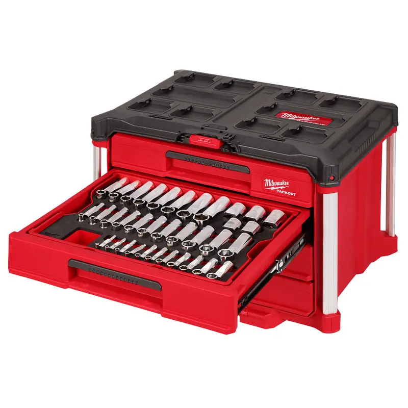 Milwaukee 242-Piece Dual-Measurement Ratchet And Socket Kit With Packout Drawer System 1