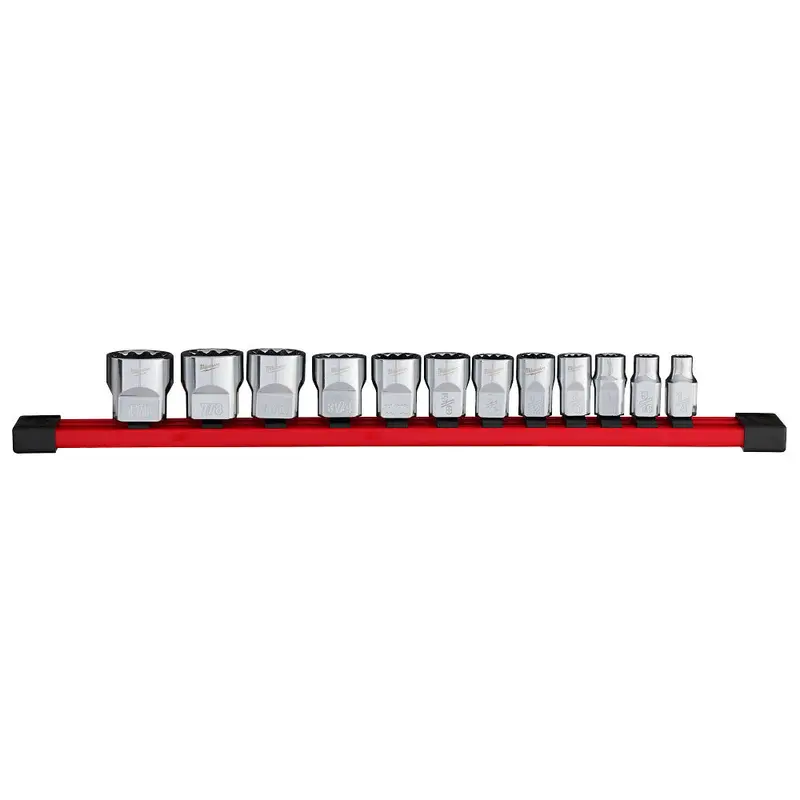 Milwaukee 3/8" Drive 12-Point Sae Socket Set — 12-Piece Standard Depth (Model 48-22-9420) 1