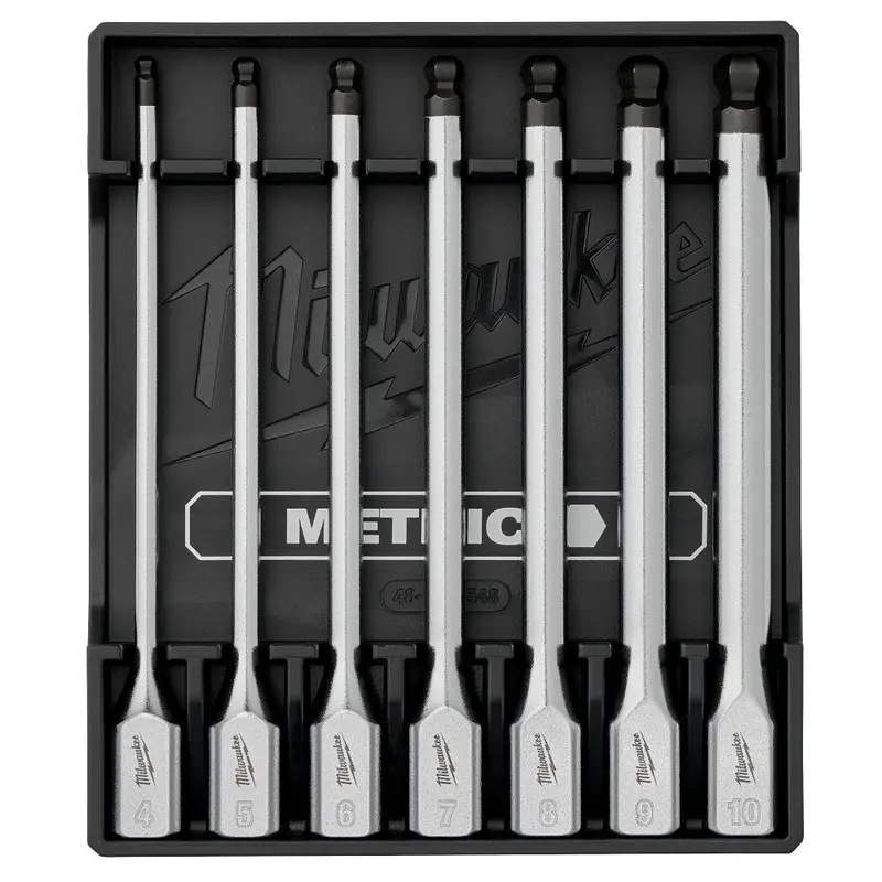 Milwaukee 3/8" Drive Extended Ball-End Metric Hex Bit Socket Set – 7-Piece 1