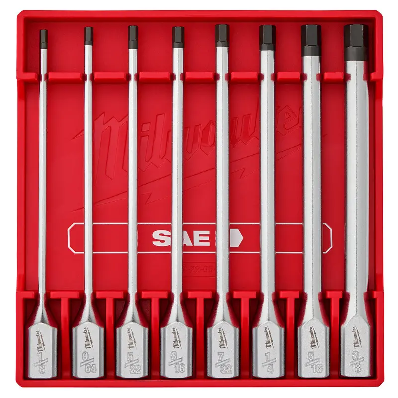 Milwaukee 3/8" Drive Extended-Length Sae Hex Bit Socket Set – 8-Piece 1