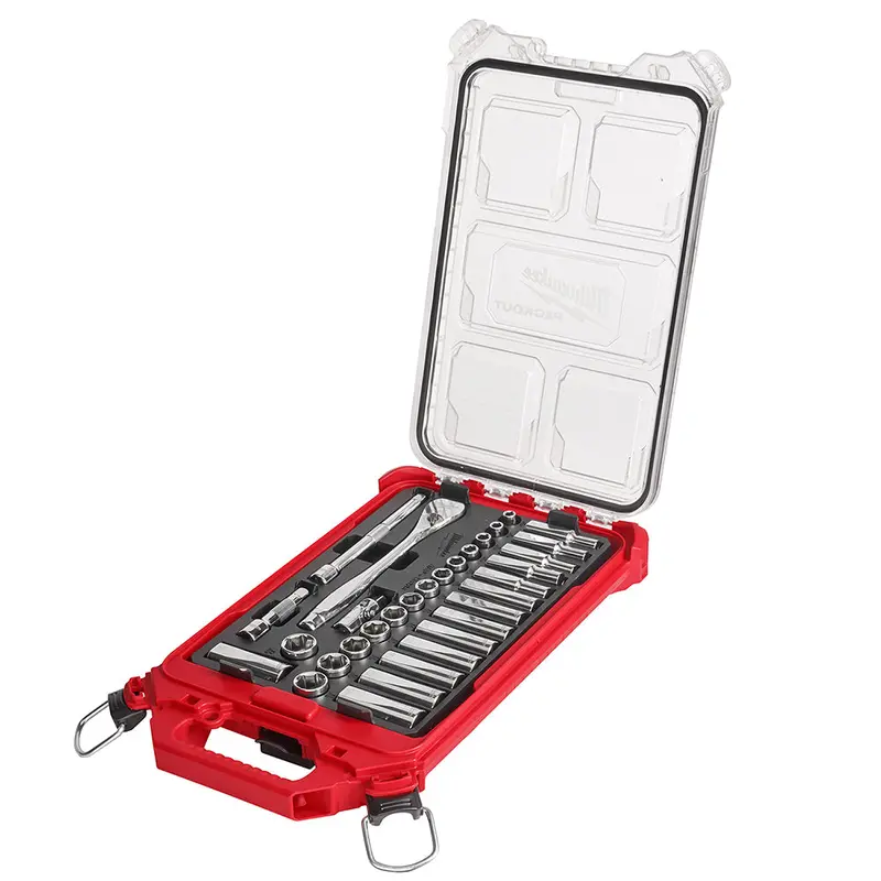 Milwaukee 32-Piece Metric 3/8" Ratchet Socket Set With Packout Storage 1