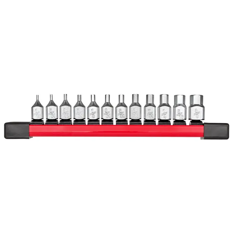 Milwaukee 48-22-9544 Low-Profile Hex Bit Socket Set – 1/4" Drive, Sae, 12-Pc 1