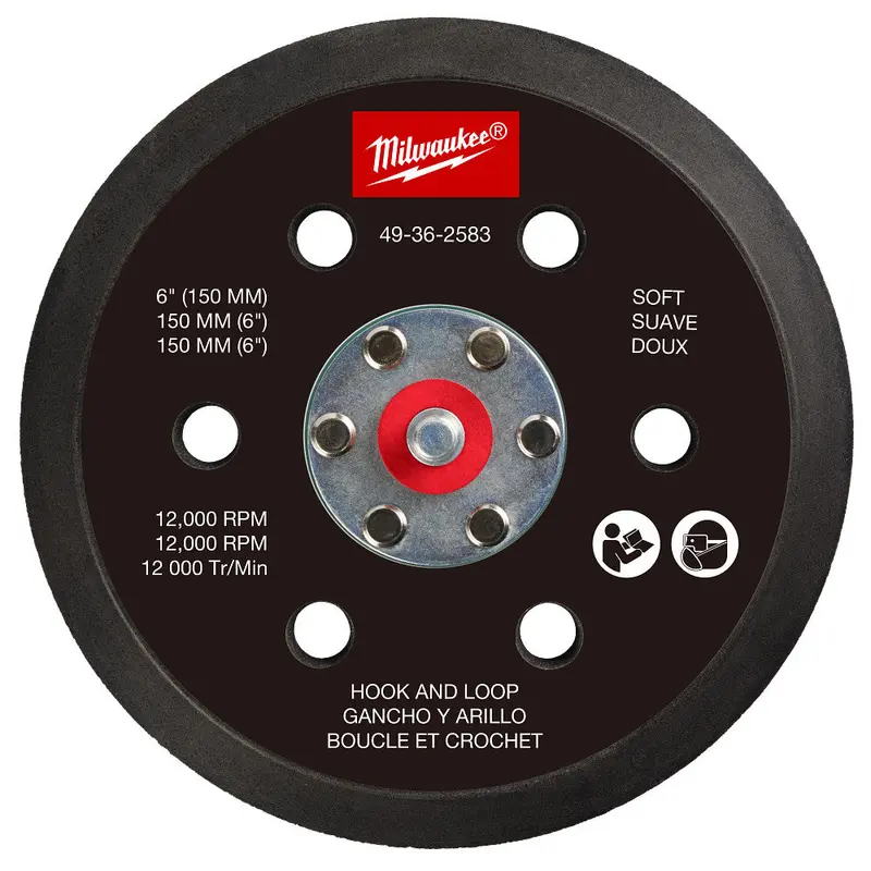 Milwaukee 49-36-2583 Replacement Soft Backing Pad For 6" Random Orbital Sanders 1