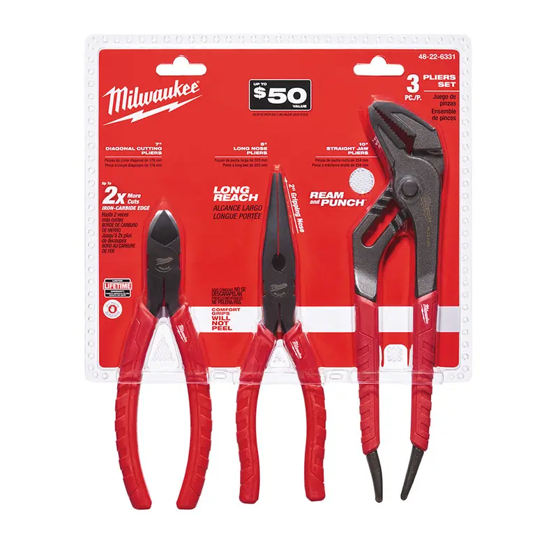 Milwaukee Comfort-Grip Pliers Kit – 3-Piece Professional Set 1