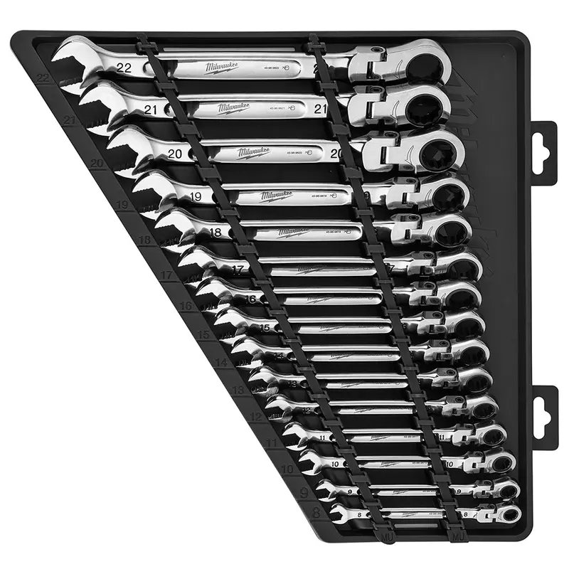 Milwaukee Flex Head Ratcheting Metric Combination Wrench Set – 15-Piece 1