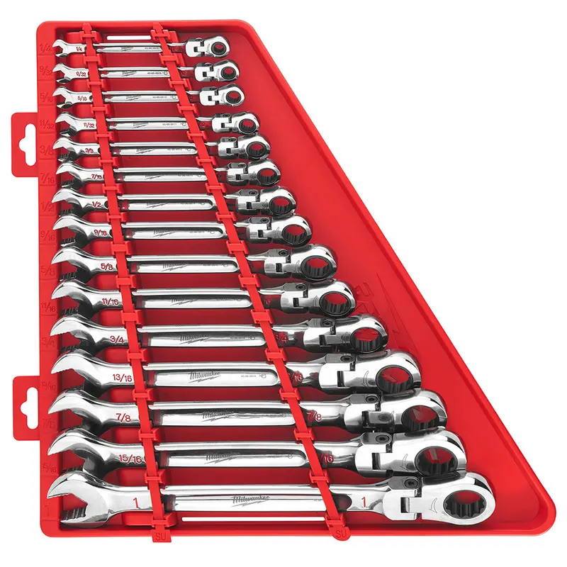 Milwaukee Flex Head Ratcheting Sae Combination Wrench Set – 15-Piece 1