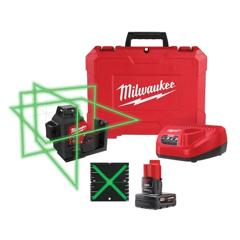 Milwaukee M12 3-Plane Green Laser Level Kit – Cordless 12V Lithium-Ion Layout Tool 1