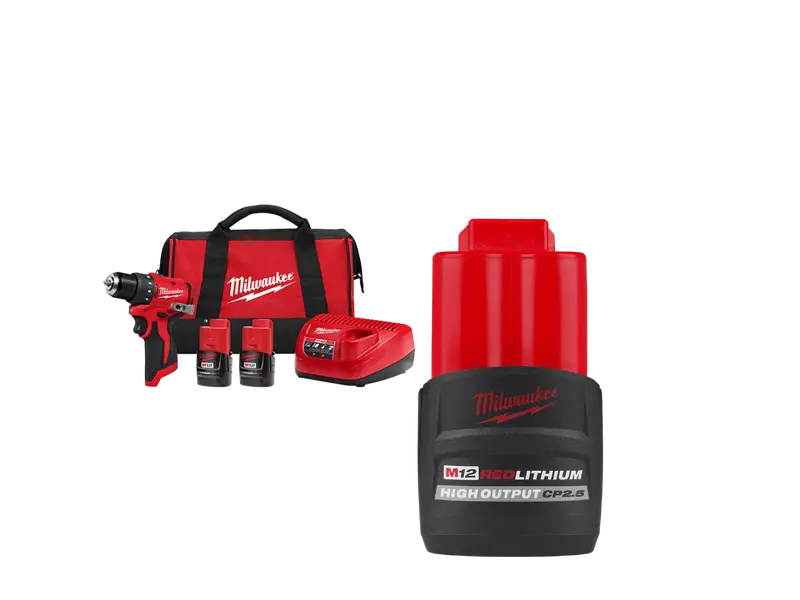 Milwaukee M12 Compact Drill/Driver Kit (3401-22X2) With Spare 2.5Ah Battery 1