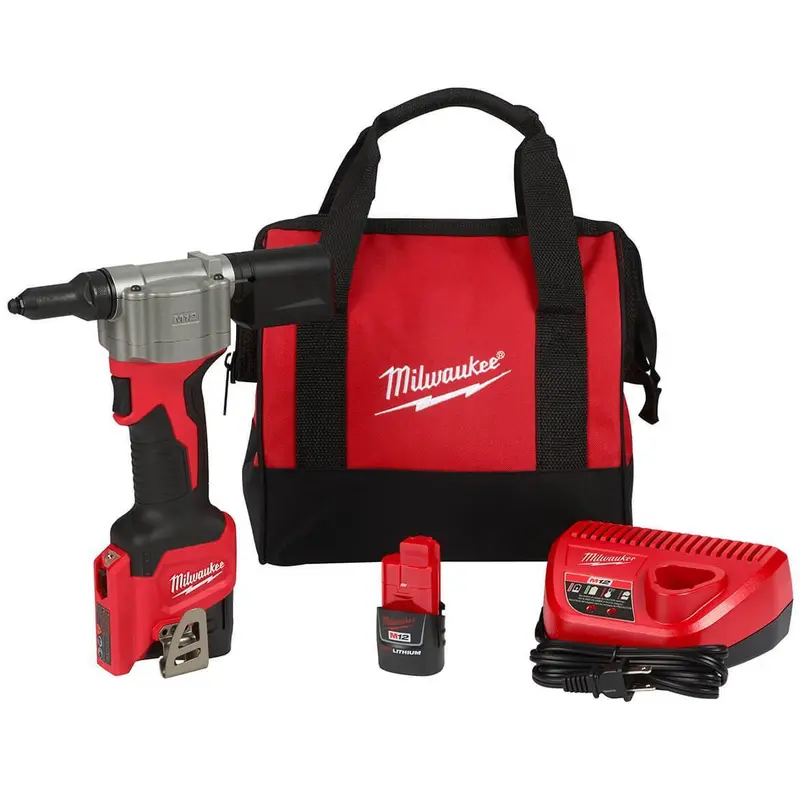 Milwaukee M12 Fuel 12V Heavy-Duty Cordless Rivet Tool Kit 1