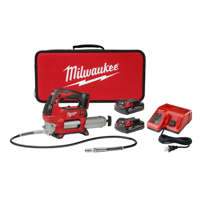Milwaukee M18 18V 2-Speed 48" Hose Grease Gun Kit With Batteries 1