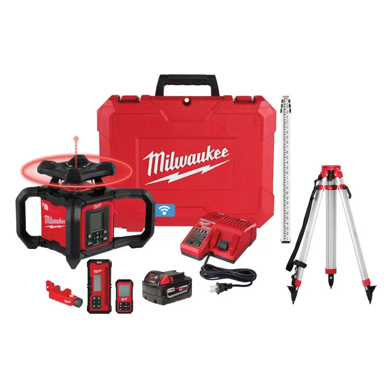 Milwaukee M18 18V Red Dual-Slope Exterior Rotary Laser Kit With Receiver 1