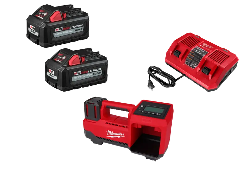 Milwaukee M18 Tire Inflator Kit – Includes Dual 6Ah Batteries & Dual-Bay Charger 1