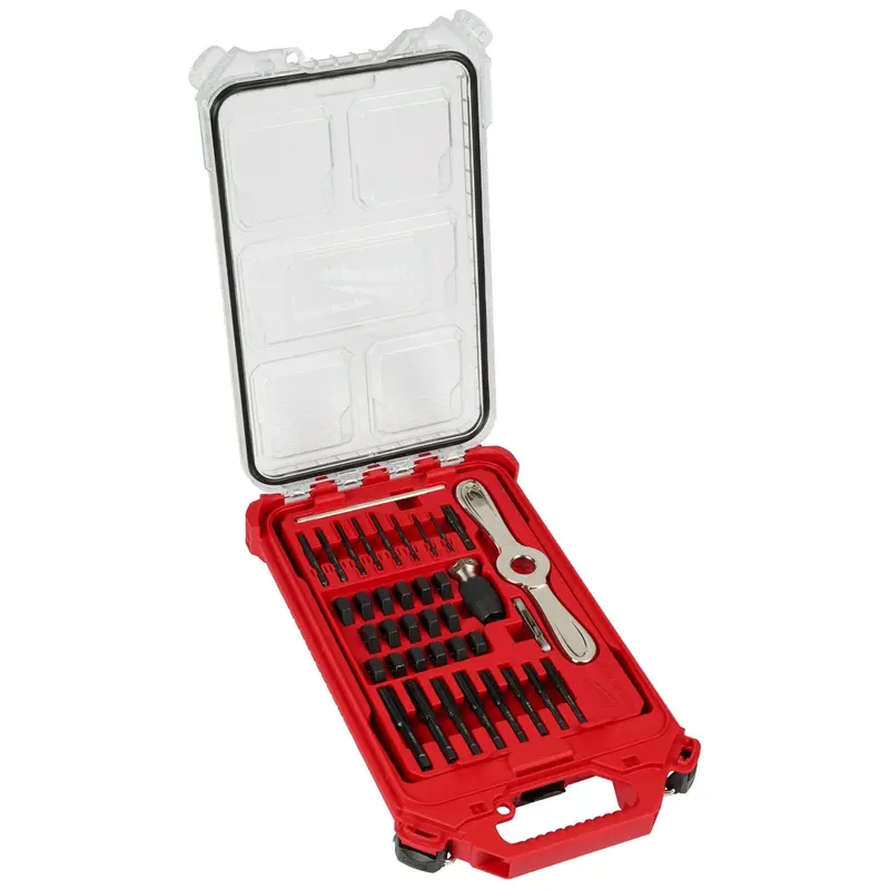 Milwaukee Packout Tap & Die Set – Sae, 38-Piece W/ Hex-Lok 2-In-1 Handle 1