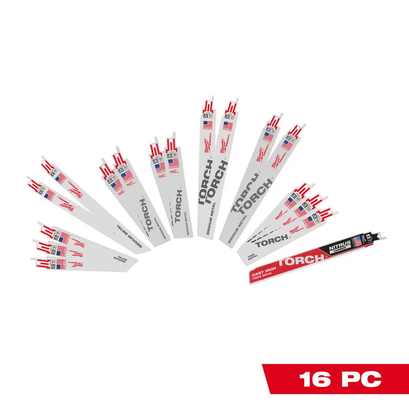 Milwaukee Sawzall Blade Set — 16-Piece Including 9" Torc Nitru Blade (49-22-1216D) 1