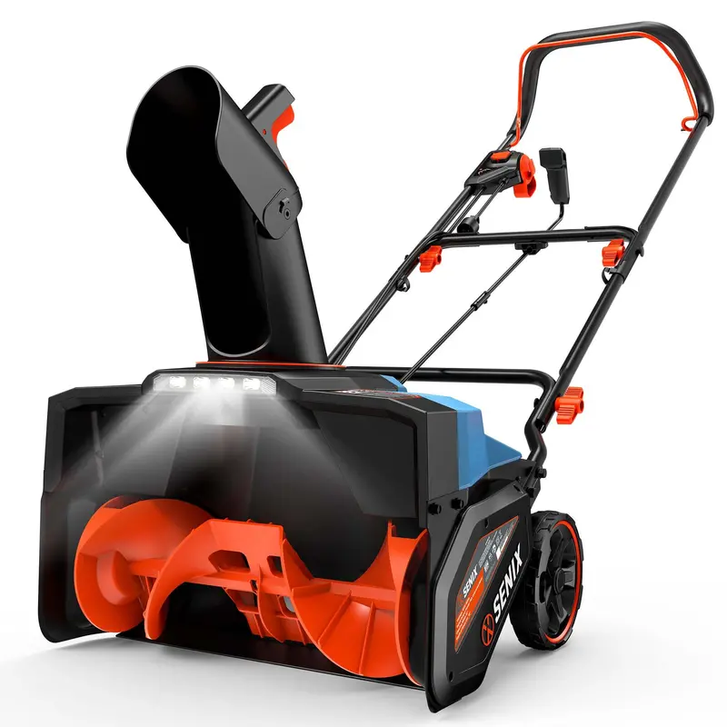 Senix 15-Amp 21" Corded Single-Stage Snow Thrower – 180° Rotating Chute & Led Lights 1