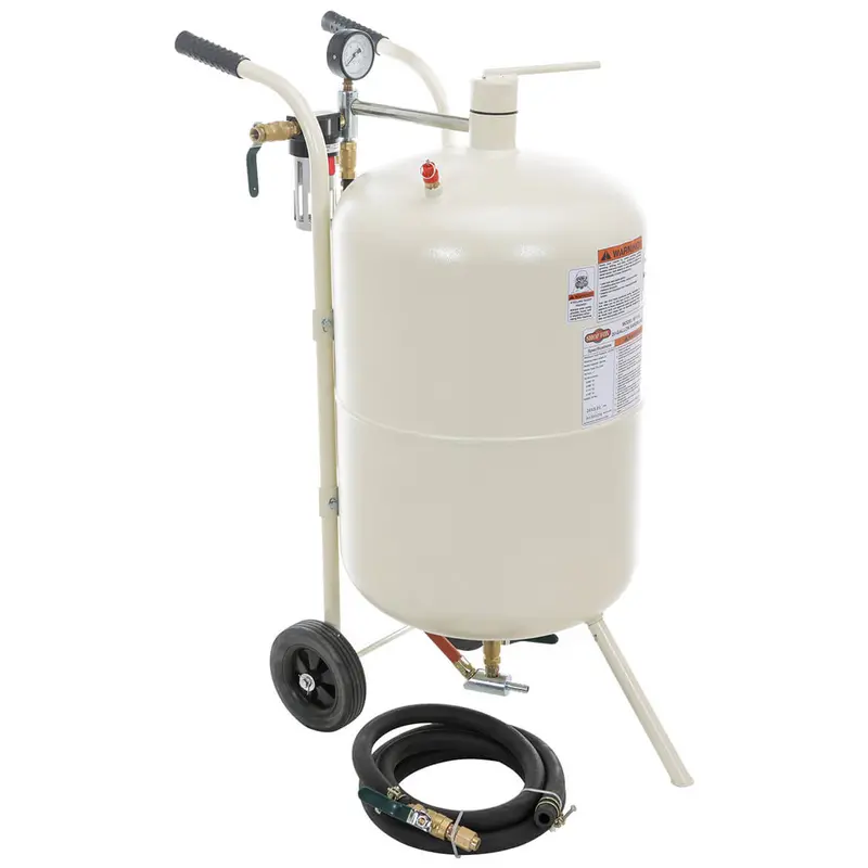 Shop Fox M1115 Portable Sandblaster – 20-Gallon, 65–125 Psi Heavy-Duty Rolling Unit 1