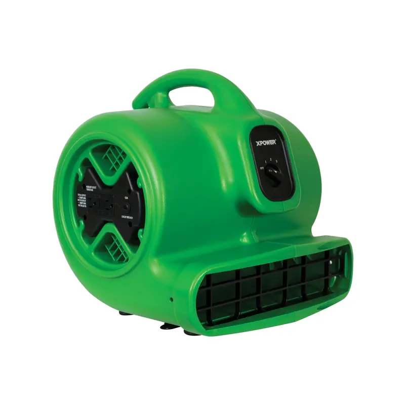 Xpower X-600A-Green 1/3 Hp Air Mover Featuring Built-In Outlets – Green Housing 1