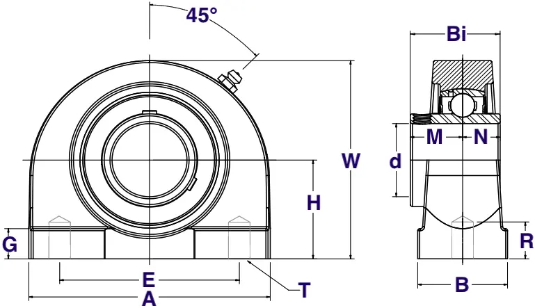 Uctb206-18 Tapped Base Bearing – 1-1/8-Inch Bore, Stainless Housing 1